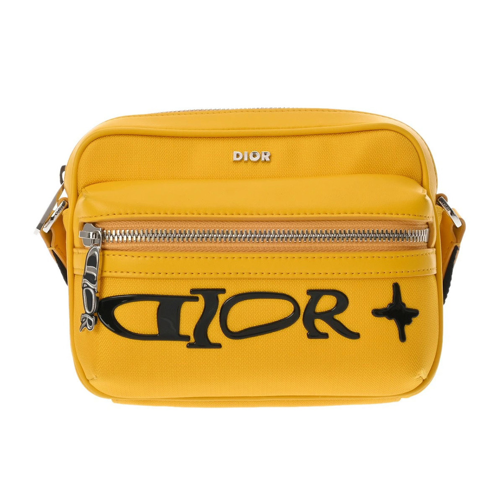 CHRISTIAN DIOR Rider Messenger Bag Yellow Leather Shoulder